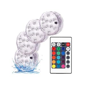 GlowWaterLights, 4 αδιάβροχα φωτάκια LED με τηλεχειριστήριο.